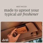 Drift - Ambientador de coche – El ambientador de madera original – Eliminador de olores de coche – Aroma de larga duración – Clip de metal – Aceites esenciales – Ingredientes limpios – Paquete surtido