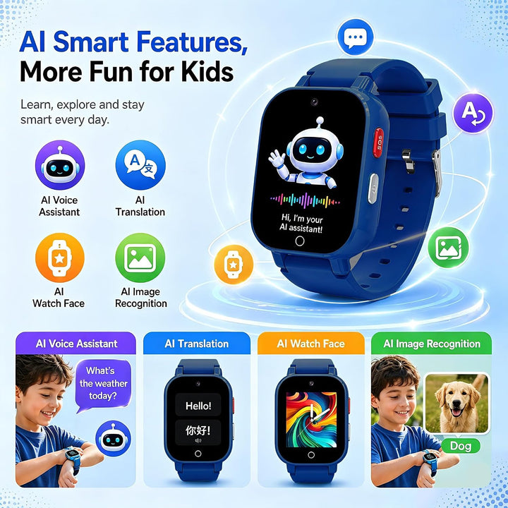 DXPICR Reloj inteligente 4G para niños con rastreador GPS, video y...
