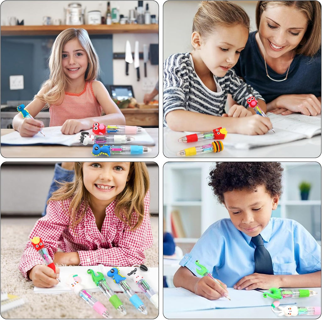 CZWZ 100 unidades Mini Bolígrafos Multicolor 4 en 1 Lindos en Uno, Bolígrafos a Granel para Niños, Bolígrafo de Bola para Cumpleaños y Fiestas Infantiles, Regalos Divertidos con Tinta Surtida Kawaii