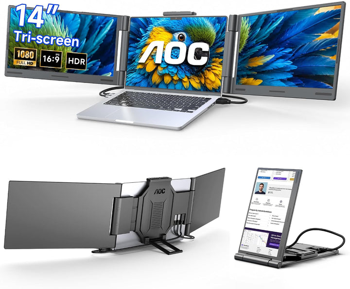 AOC Extensor de pantalla para laptop de 14 pulgadas, monitor portát...