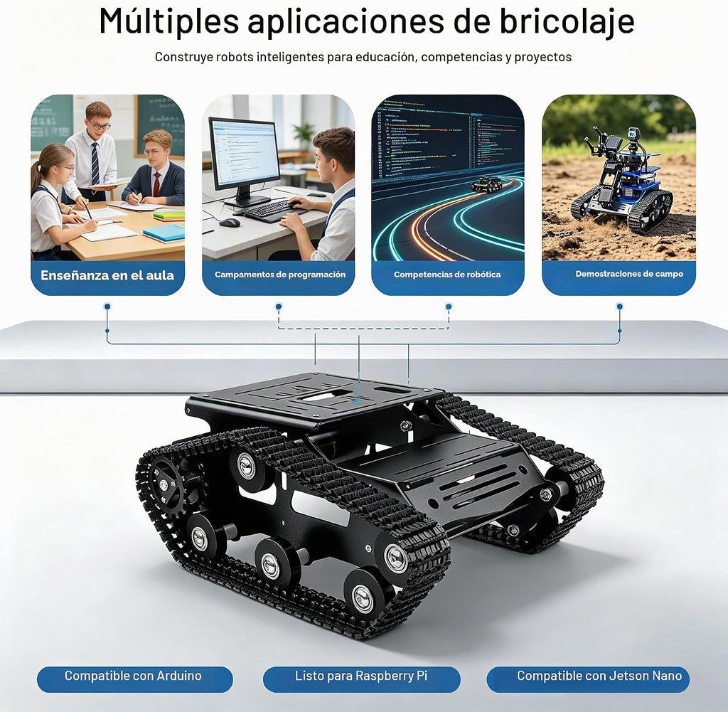 Kit de chasis de tanque robótico metálico con motor DC para Arduino Raspberry Pi DIY