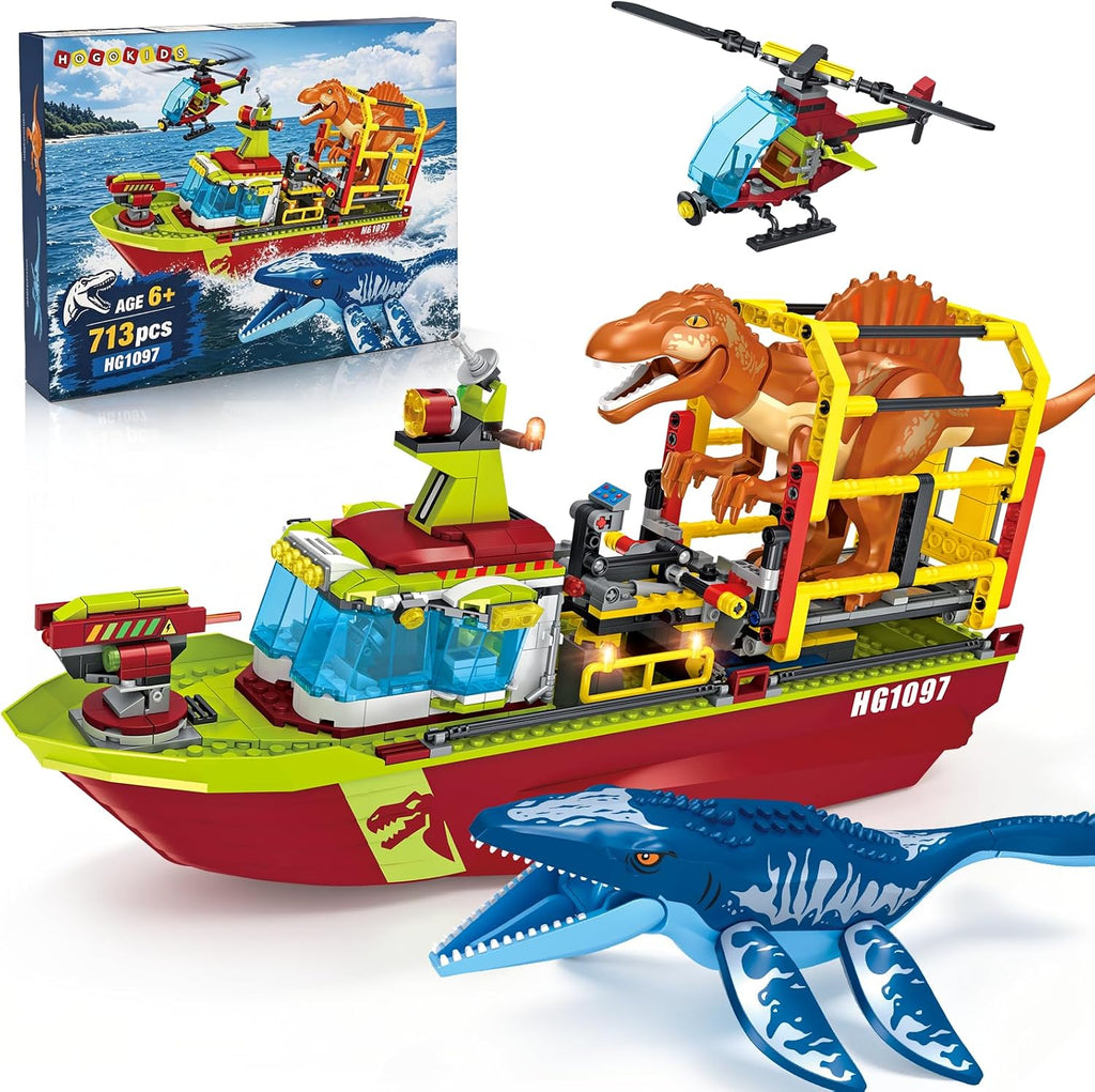 HOGOKIDS Juego de construcción de barco de dinosaurio