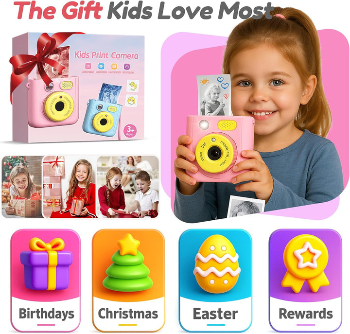 ROHSCE Cámara instantánea para niños, cámara de impresión digital d...