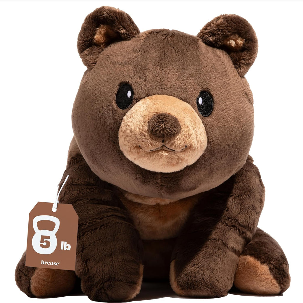 Oso de peluche con peso de Brease de 5 libras sin aroma, oso de peluche marrón suave para niños y adultos, peluche suave para niños y niñas, oso acogedor para comodidad, calma y abrazo suave