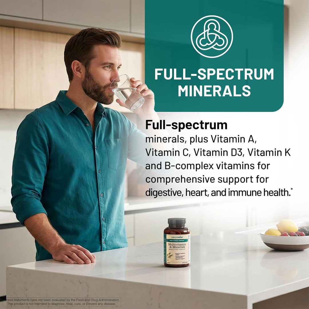 NatureWise Multivitamínico para hombres + apoyo al estrés + mineral...
