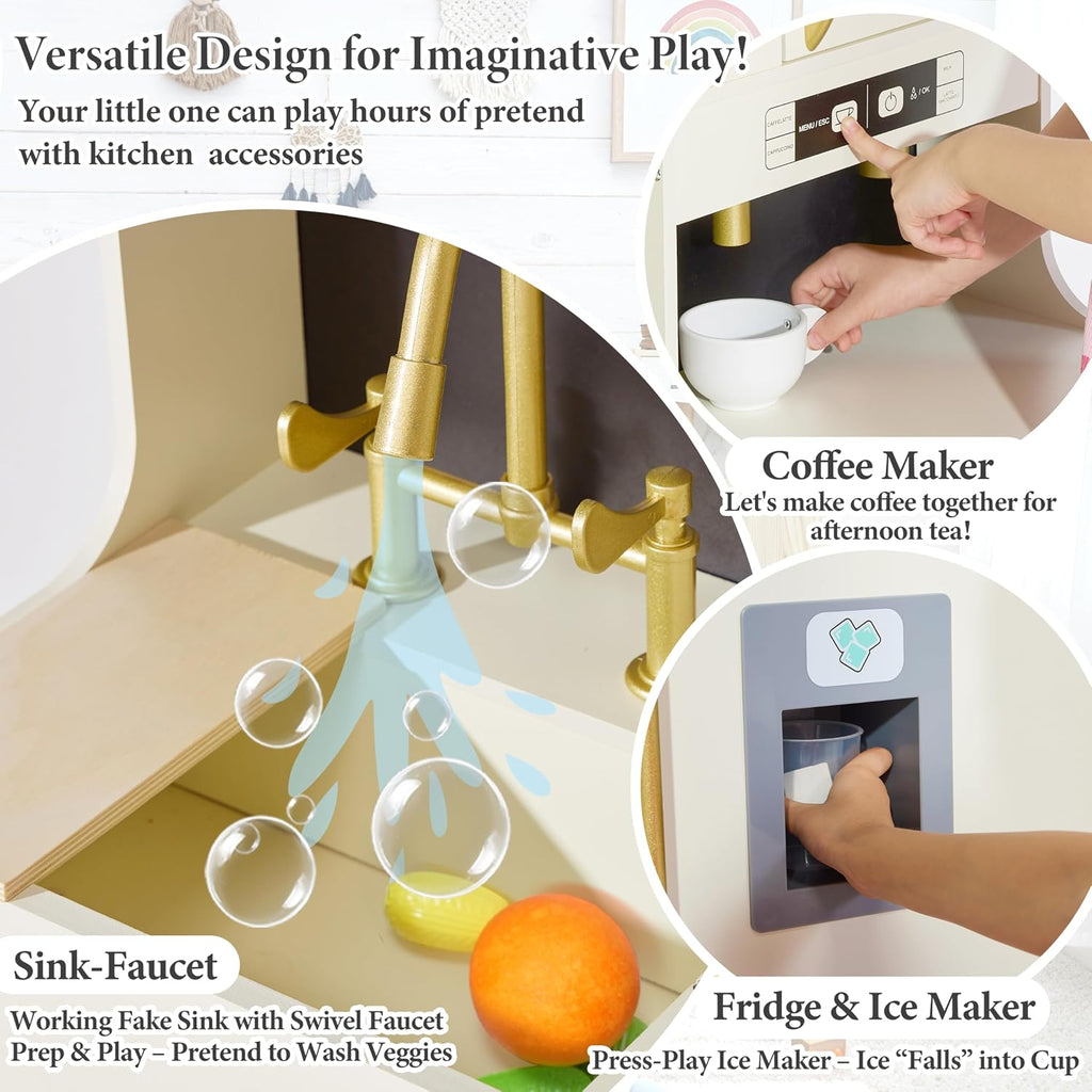 Cocina de madera para niños con luces y sonidos, diseño moderno