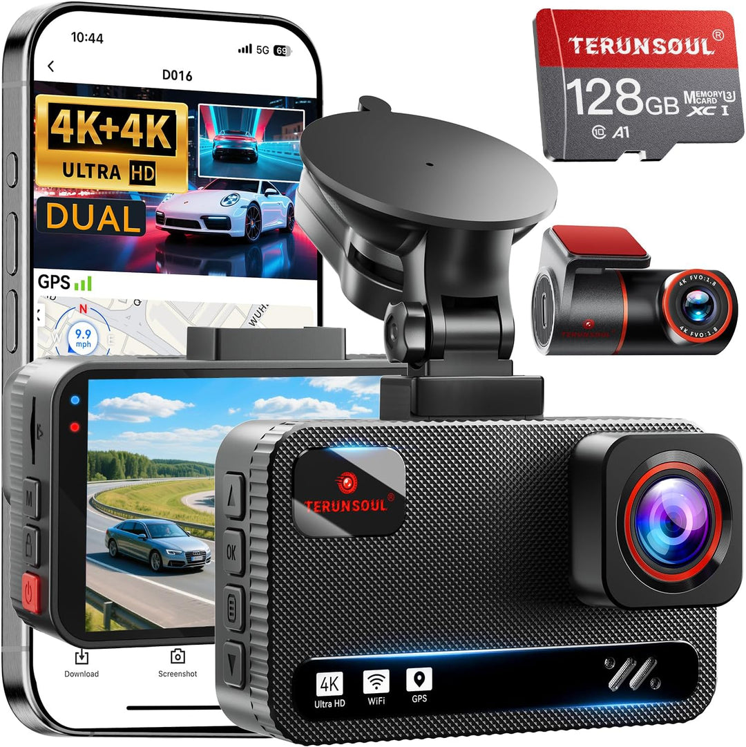TERUNSOUl Cámara de tablero frontal y trasera 4K4K tarjeta