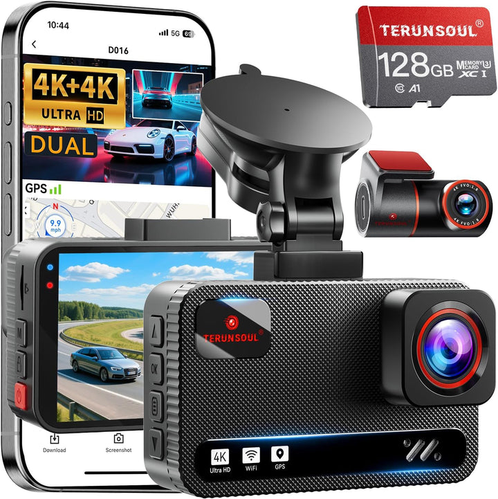 TERUNSOUl Cámara de tablero frontal y trasera 4K4K tarjeta