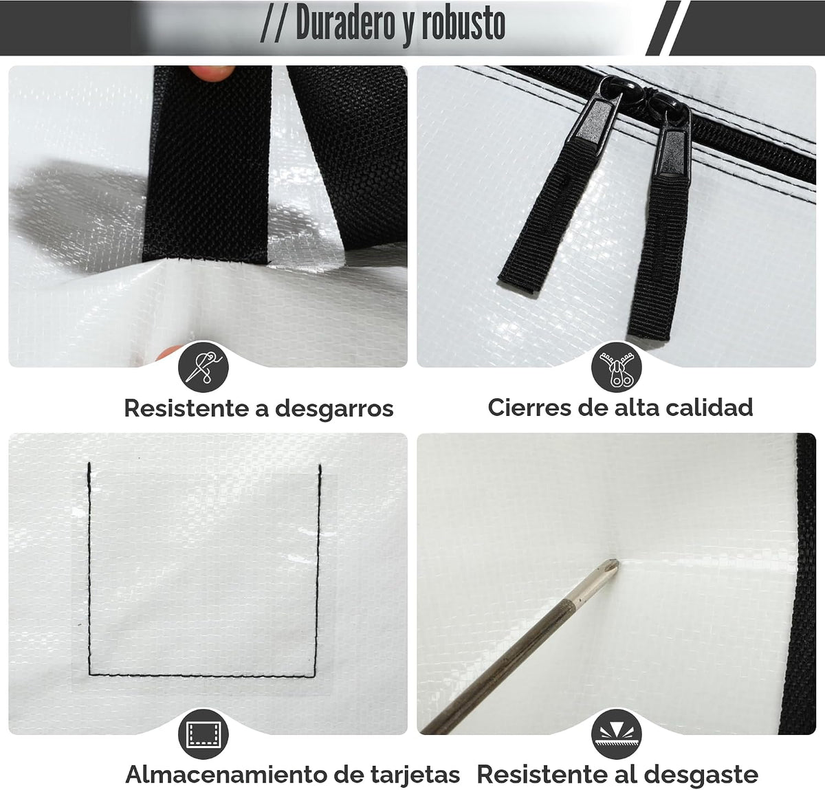 Paquete de 6 bolsas de mudanza resistentes de 210 GSM con cremallera lateral totalmente abierta, 93 L y 65 libras, impermeables, plegables para dormitorio universitario, alternativas de cajas de mudanza y organización del hogar, color blanco