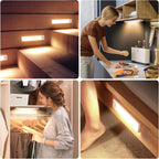 Paquete de 6 luces inalámbricas para debajo del gabinete, 32 luces LED con sensor de movimiento, luces magnéticas recargables para interiores, funciona con pilas, luces debajo del mostrador para