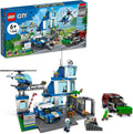LEGO Estación de policía de la ciudad con furgoneta, camión de basura y juguete de helicóptero 60316, regalos para niños de 6 años de edad, niños y niñas con 5 minifiguras y juguete para perros