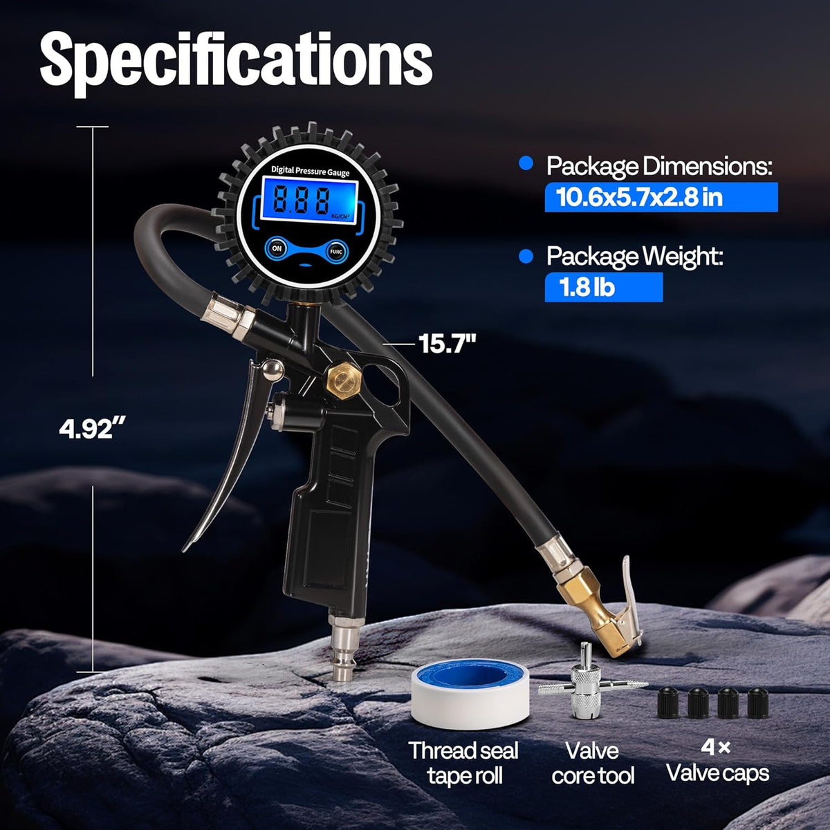 SPECSTAR Paquete de 2 infladores digitales de neumáticos con manóme...
