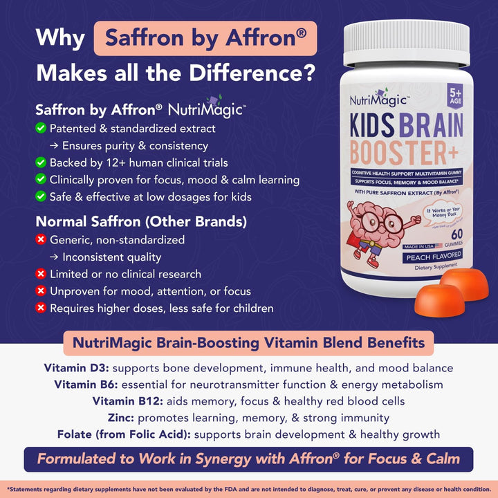 Kids Brain Booster+ Affron® Extracto de azafrán, apoyo cognitivo 2...