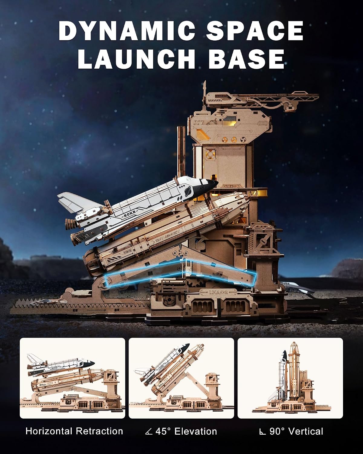 ROKR Space Shuttle 3D Wooden Puzzles para Adults Moving Building Model