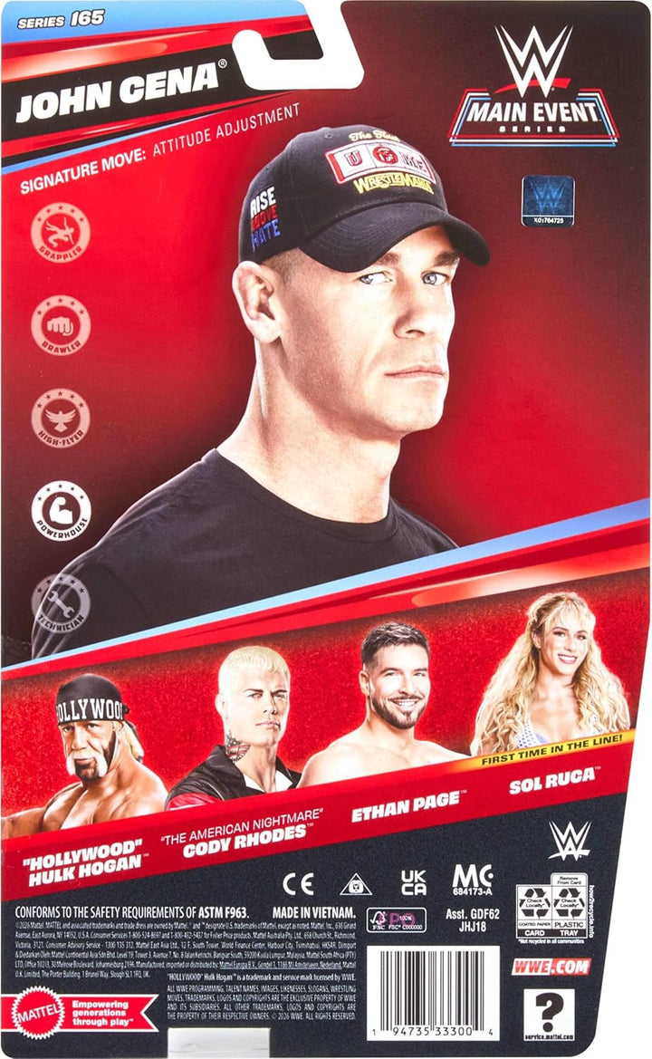 Mattel WWE John Cena Figura de acción, Main Event Series #165, Supe...