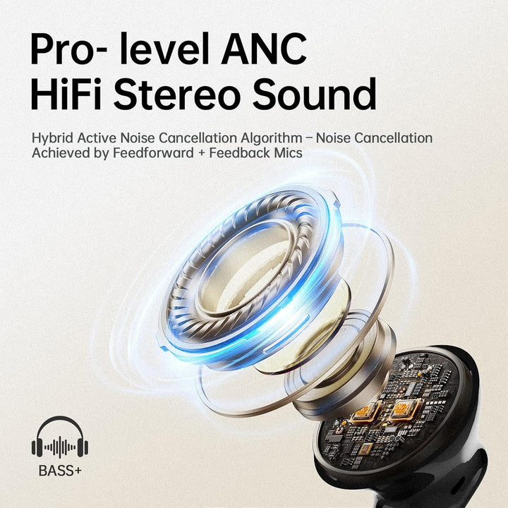 Auriculares inalámbricos híbridos adaptativos con cancelación activ...