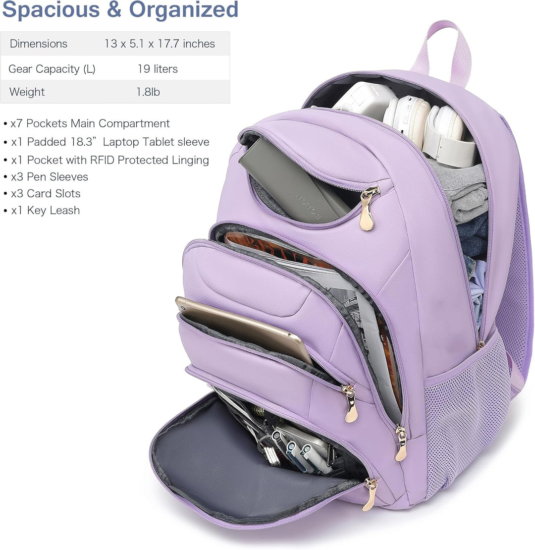 Mochila para laptop Boavan para hombre (Negro, 15.6), Orquídea, púr...