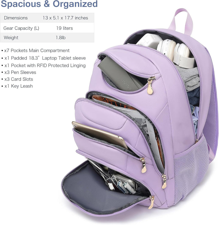 Mochila para laptop Boavan para hombre (Negro, 15.6), Orquídea, púr...