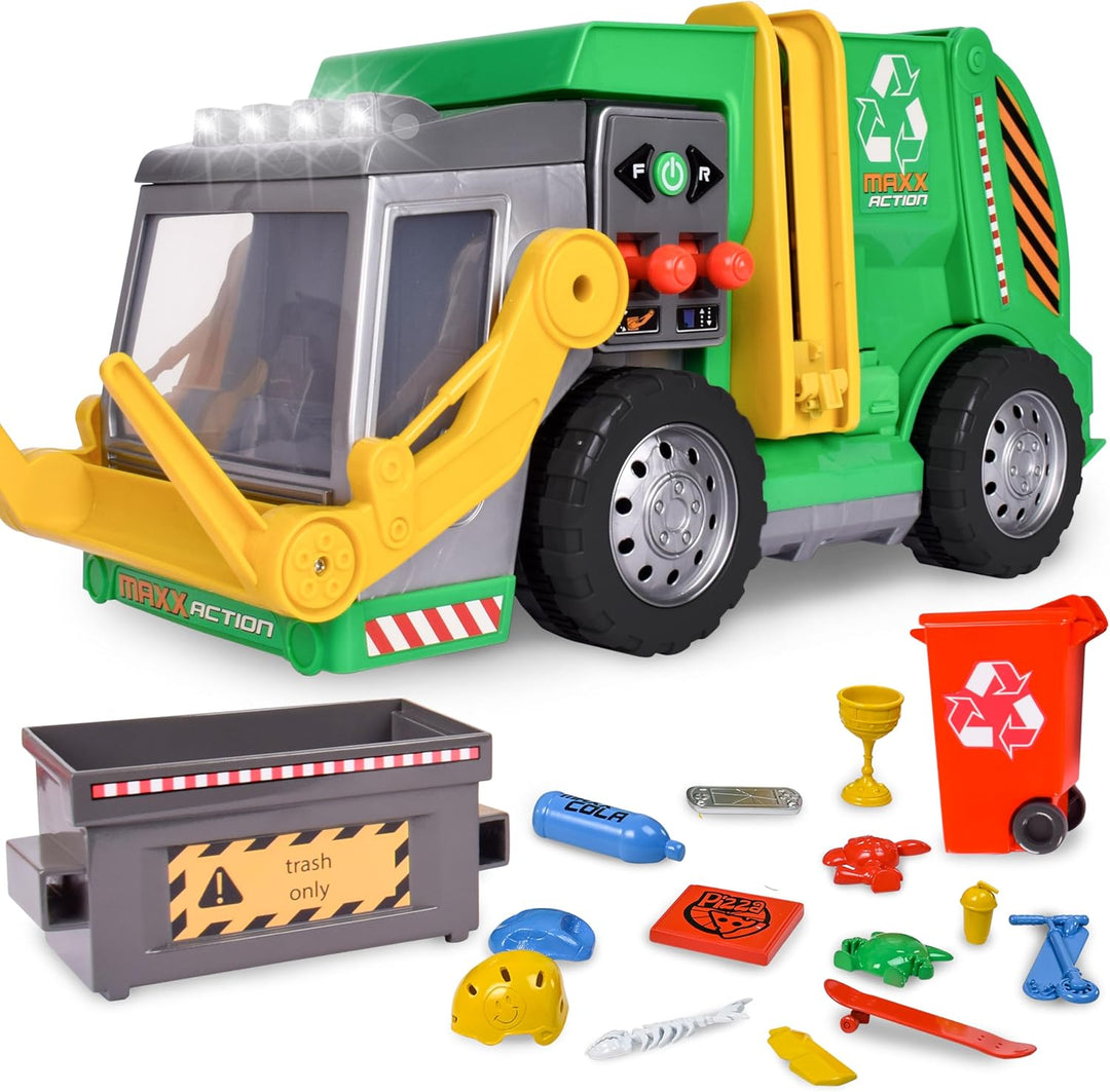 Maxx Action Juego de Camión de Basura Motorizado Grande de 19"...