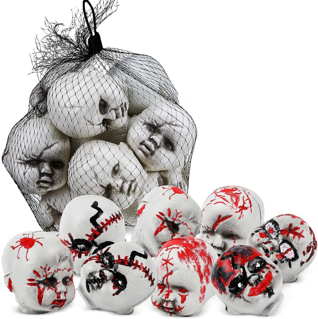 Hiboom 12 cabezas de muñeca de bebé de Halloween, plástico de miedo
