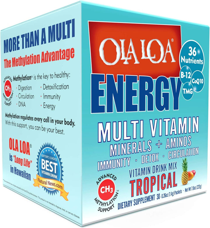 Ola Loa Energy Tropical - Mezcla de bebida multivitamínica, polvo d...