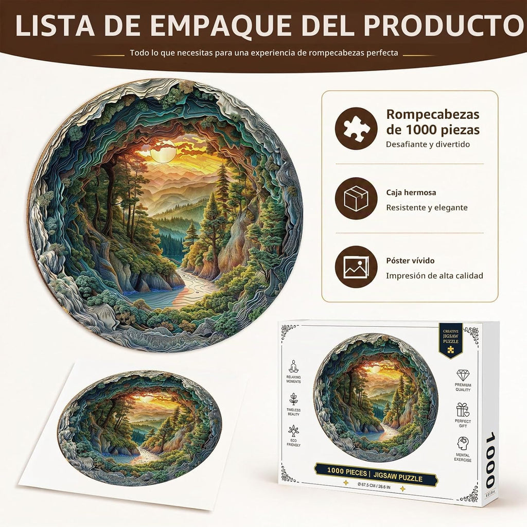 Rompecabezas de 1000 piezas para adultos, rompecabezas de bosque cueva de 26.6 x 26.6 pulgadas