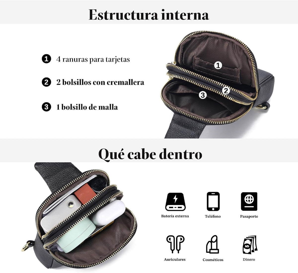 Bolsos cruzados pequeños para mujer, bolso bandolera mini para viaje
