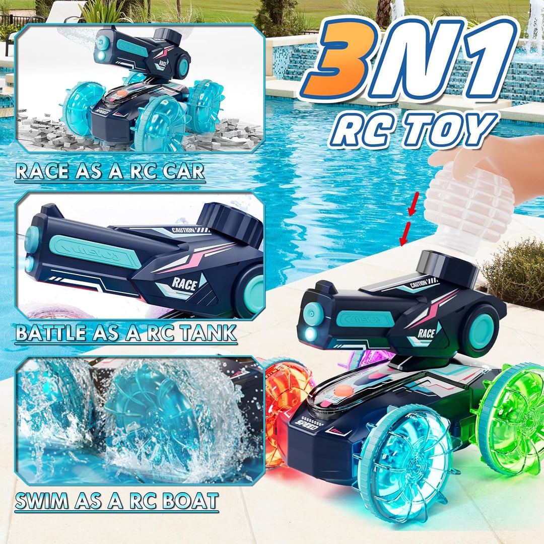 Lehoo Castle Auto de control remoto anfibio, autos RC 4WD para niño...