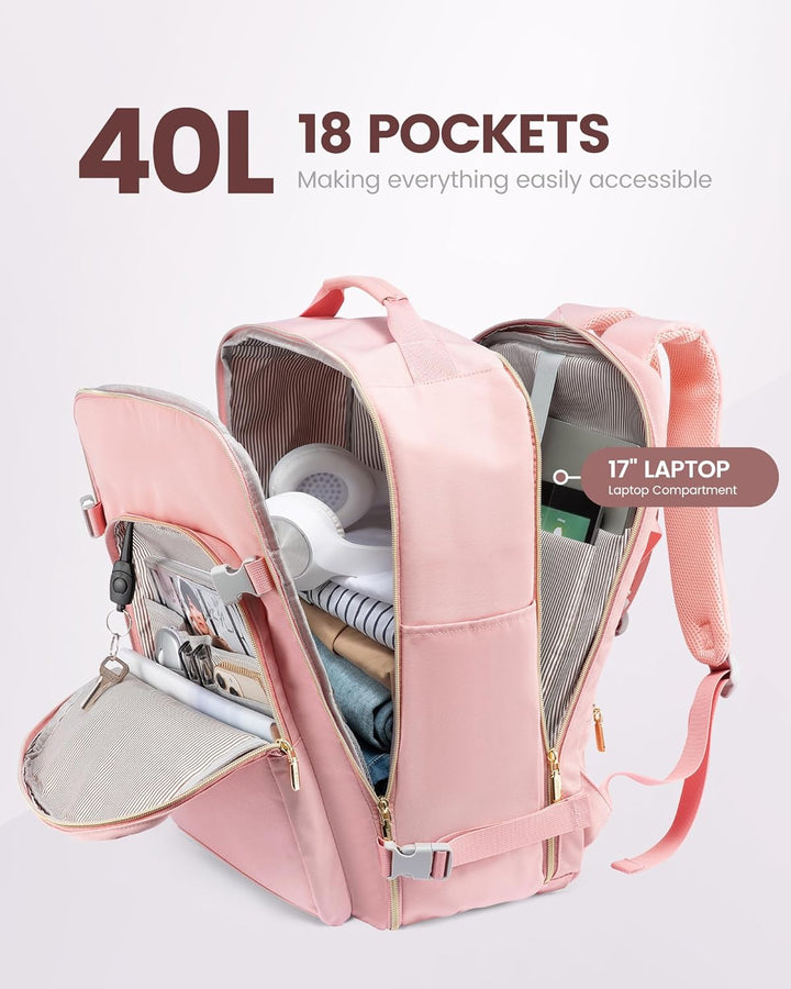LOVEVOOK Mochila de viaje para mujeres y hombres, 40L, aprobada por...