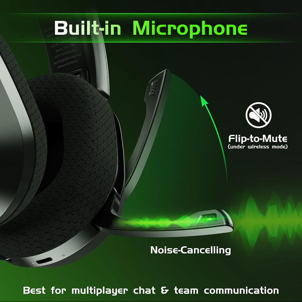 Gvyugke Auriculares Inalámbricos para Gaming para Xbox Series X/S, Xbox One, PS5 - Negro