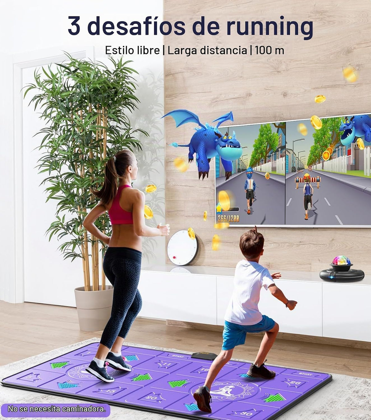 Lámpara Wireless Dance Mat for Kids and Adults, Exercise Dance Pad Game for TV