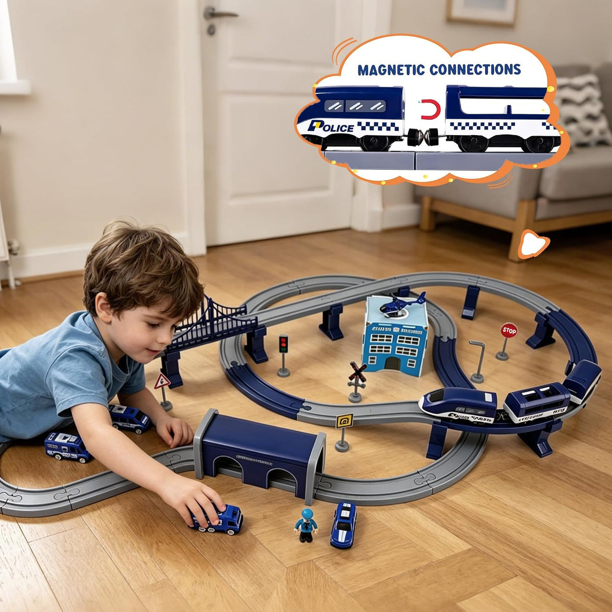 Juego de tren para niños, 92 piezas de juguetes de tren para niños