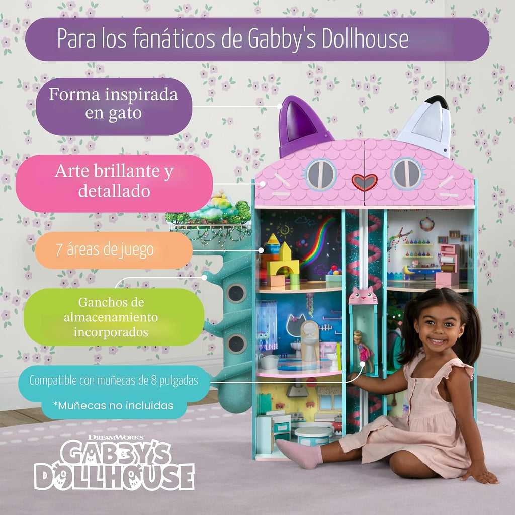 Gabby's Dollhouse Purrfect Playhouse de Delta Children - Cuenta con sonidos y orejas iluminadas - Incluye 20 accesorios - Se adapta a muñecas de 8 pulgadas - Regalo de ensueño para juegos de simulación para niños de 3 años