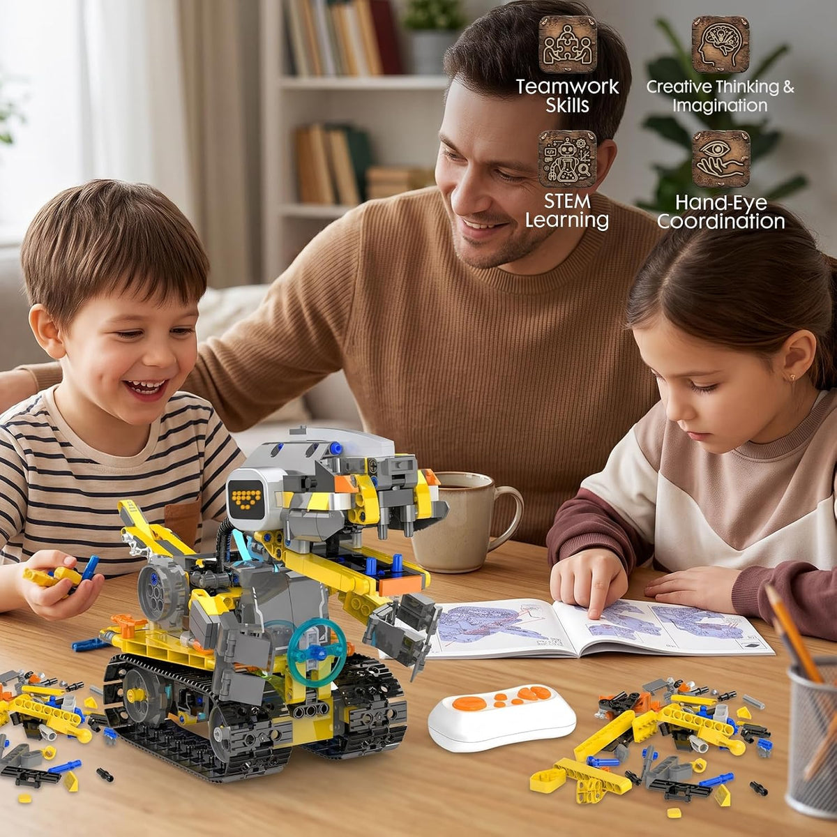 Juguetes de construcción de robot STEM 5 en 1 para niños, aplicación y control remoto, kit de construcción de robots de dinosaurio, 888 piezas, juego de construcción STEM para niños y niñas, 6