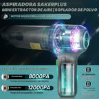 Aspiradora de Coche SakerPlus - Aspiradora de Mano Inalámbrica para Coches con Mejor Succión, Motor Sin Escobillas 12000PA de Máxima Potencia, Mini Aspiradora Portátil 3 en 1 Inalámbrica para Hogar
