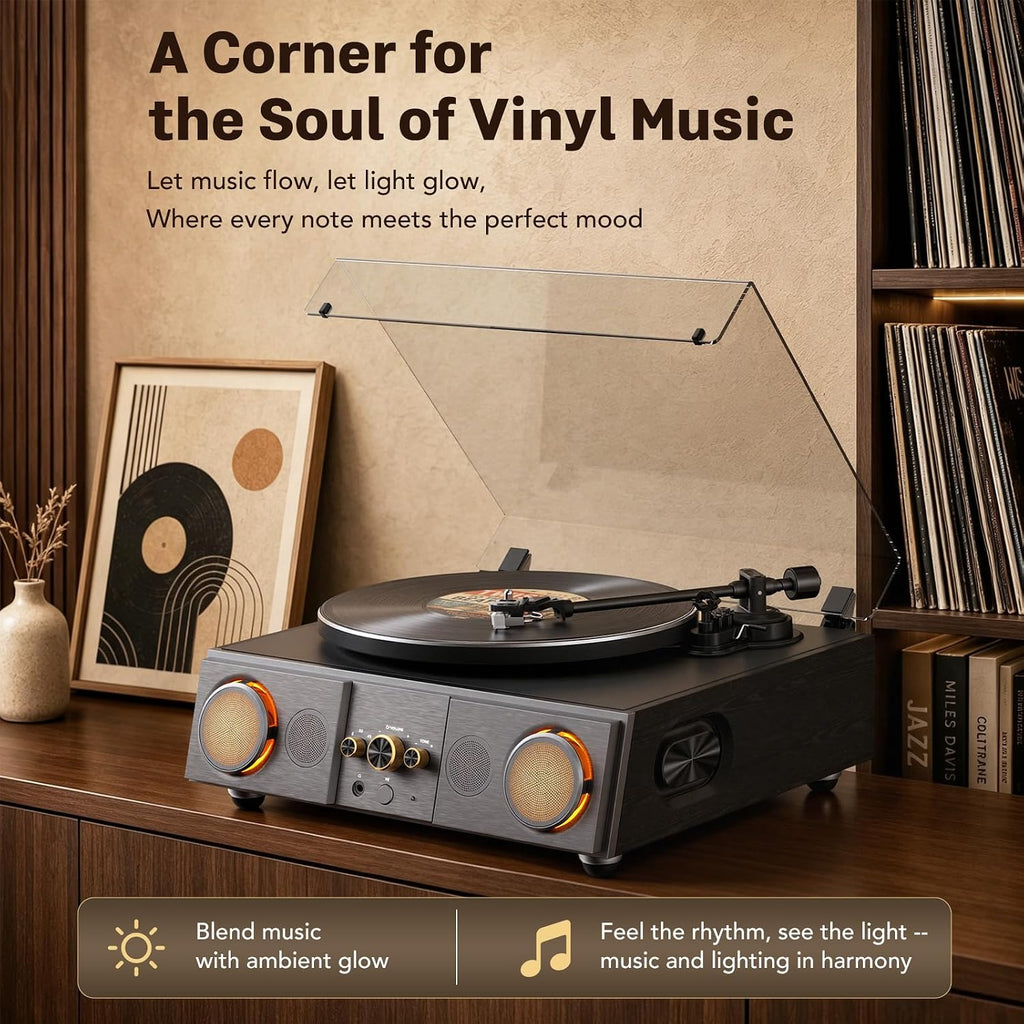 Tocadiscos de vinilo, 4 altavoces y luces ámbar