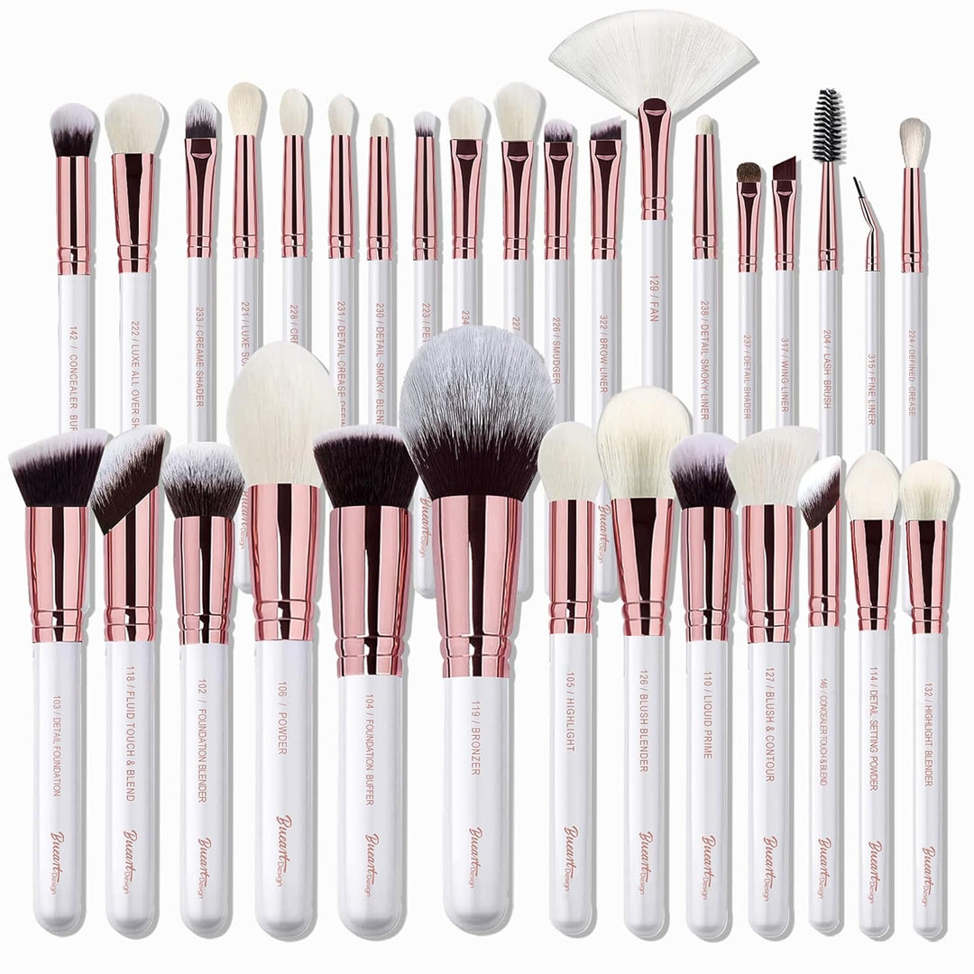 Set de brochas de maquillaje profesional 32 piezas de pelo de cabra...
