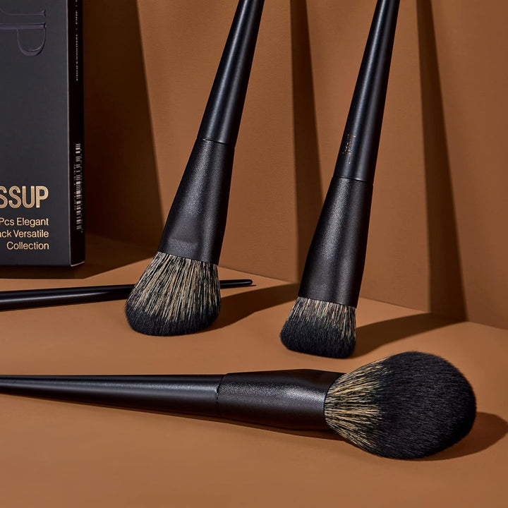Jessup - Juego de brochas de maquillaje, 14 piezas, base Kabuki neg...