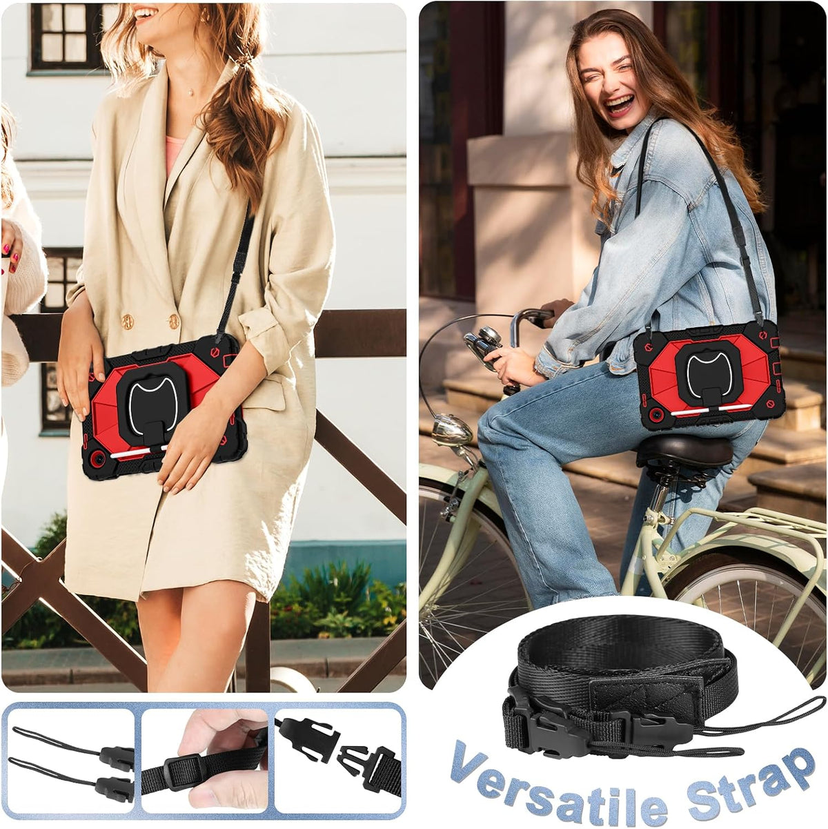 Funda para T-Mobile Revvl Tab 2 de 10.1 pulgadas 2025, negro y rojo