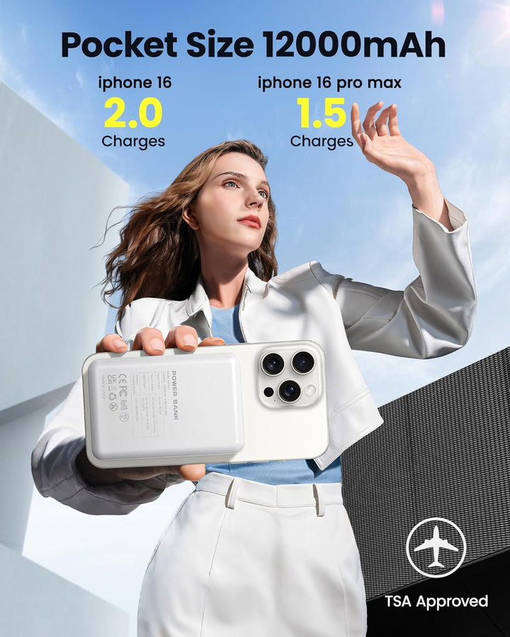 COOAV Cargador portátil magnético de 12000 mAh, compatible con MagS...