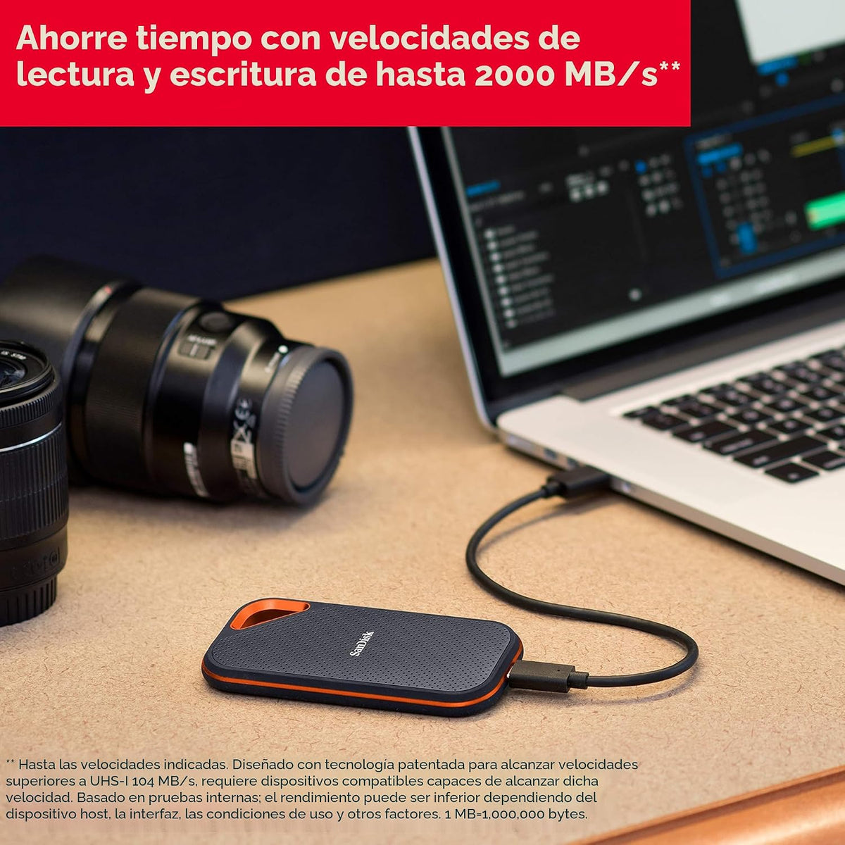 SanDisk SSD portátil Extreme PRO de 1 TB - Hasta 2000 MB\/s - USB-C...