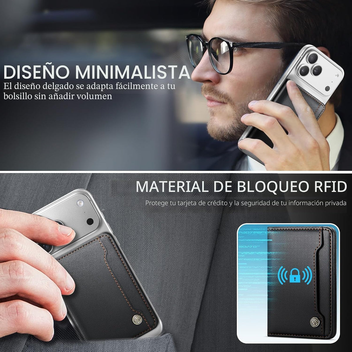 Vinich para MagSafe Wallet - Tarjetero magnético con bloqueo RFID, color