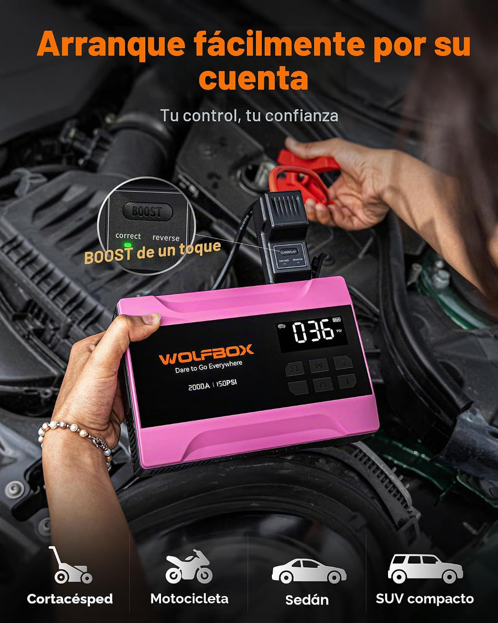 WOLFBOX Arrancador del salto MV10A 2000A con el compresor de aire, caja
