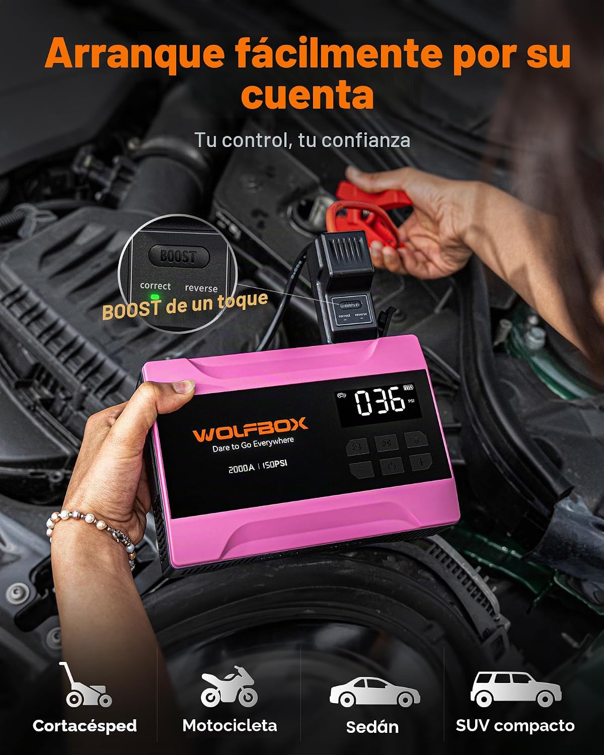 WOLFBOX Arrancador del salto MV10A 2000A con el compresor de aire, caja
