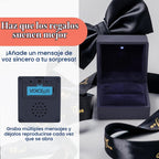 Caja de anillo grabable con luz LED, grabadora de voz de 60 segundos, caja de regalo de joyería de terciopelo para propuesta, compromiso y recuerdo, azul medianoche