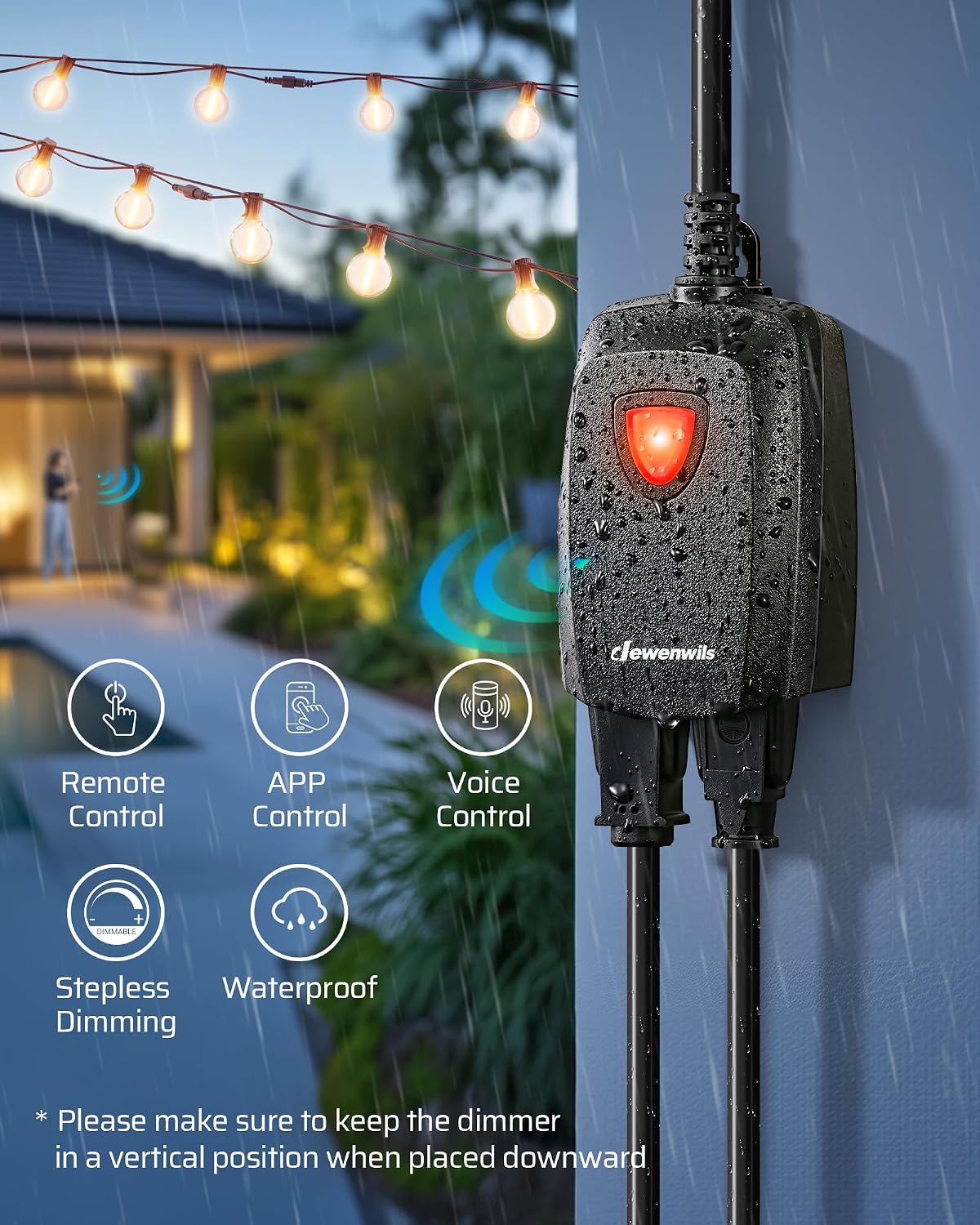 DEWENWILS Smart Dimmer Plug con Remote para Patio Lights, 2.4GHz Only