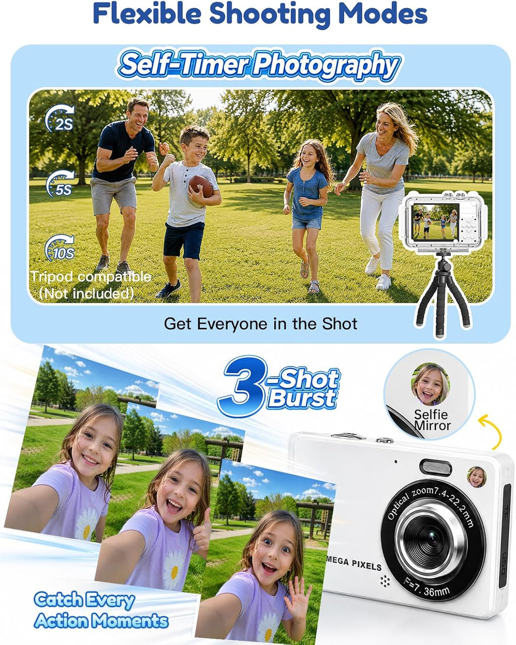 MOMILLA Cámara para niños con funda impermeable, cámara digital 4K Vlogging