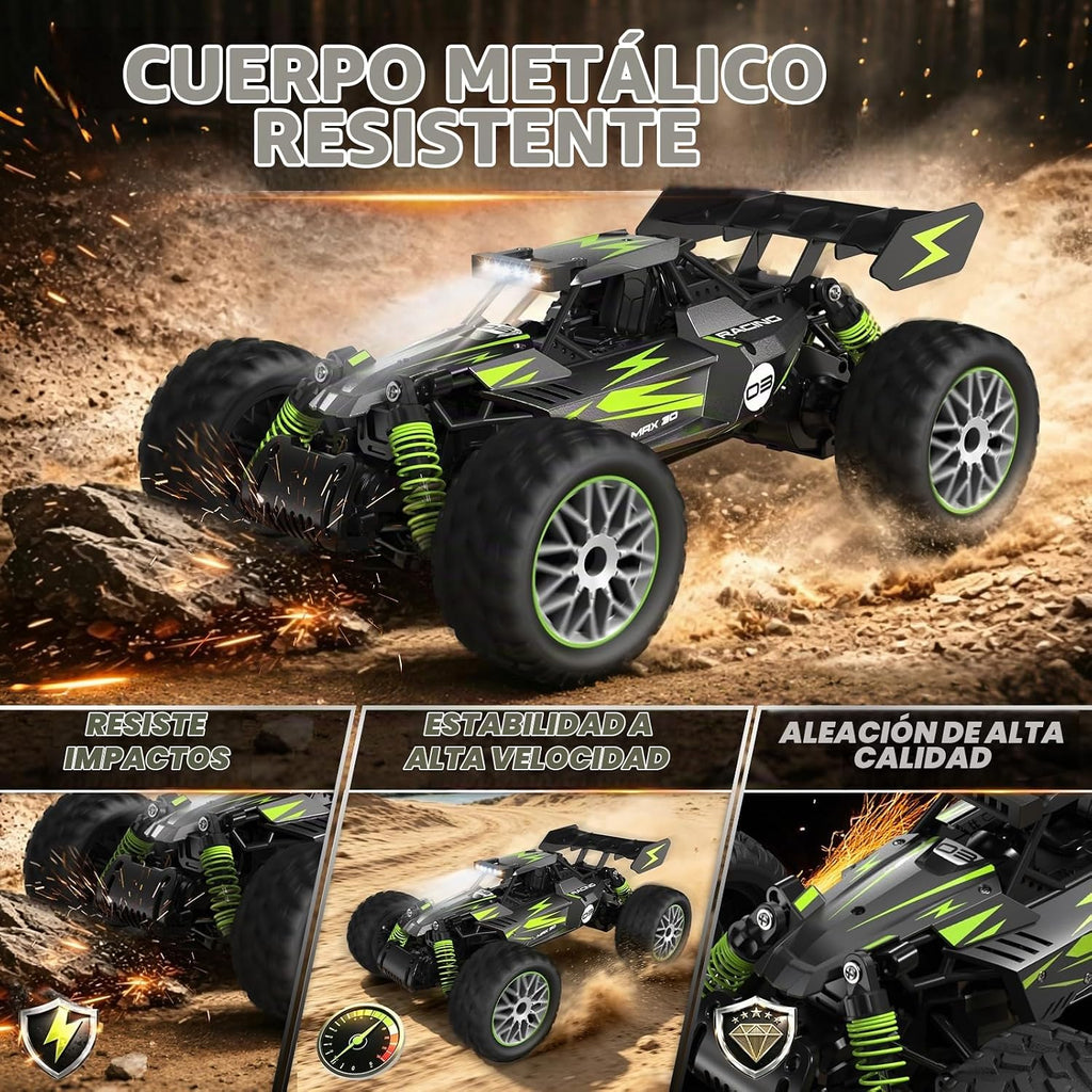 Geoxor Coche de control remoto a escala 1:14 de más de 30 KM/H de alta velocidad, cuerpo de aleación, autos RC rápidos para niños de 8 a 12, 2.4 GHz, todo terreno, camión a control remoto con 2