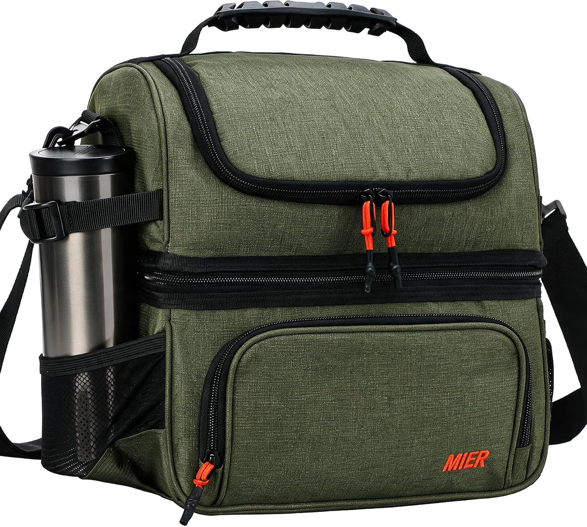 MIER Lonchera para hombre, doble compartimento, bolsa de almuerzo para