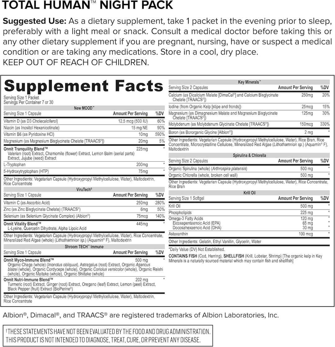 ONNIT Total Human - Paquetes diarios de vitaminas para